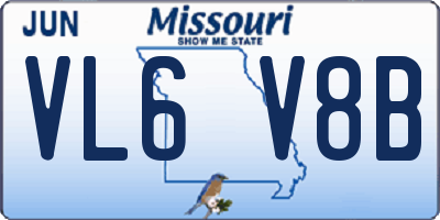 MO license plate VL6V8B