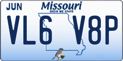 MO license plate VL6V8P