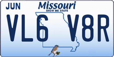MO license plate VL6V8R
