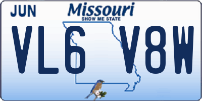 MO license plate VL6V8W