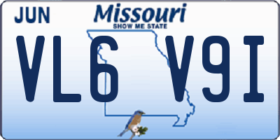 MO license plate VL6V9I