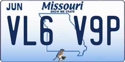 MO license plate VL6V9P