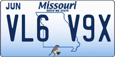 MO license plate VL6V9X
