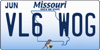 MO license plate VL6W0G