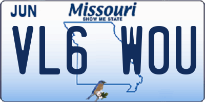 MO license plate VL6W0U