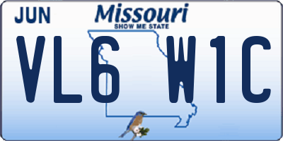 MO license plate VL6W1C