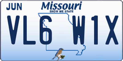 MO license plate VL6W1X