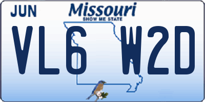MO license plate VL6W2D