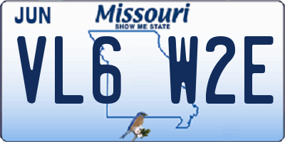 MO license plate VL6W2E