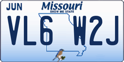 MO license plate VL6W2J