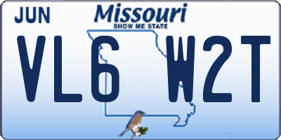 MO license plate VL6W2T