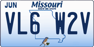 MO license plate VL6W2V
