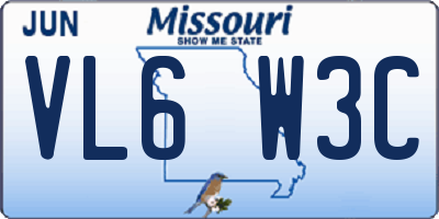 MO license plate VL6W3C
