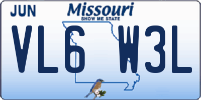 MO license plate VL6W3L