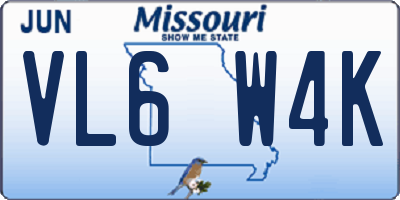 MO license plate VL6W4K