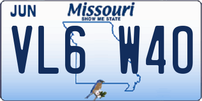 MO license plate VL6W4O