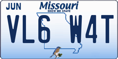 MO license plate VL6W4T