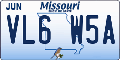 MO license plate VL6W5A