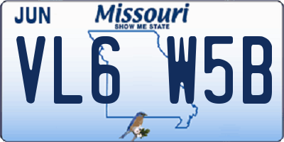 MO license plate VL6W5B