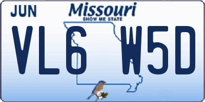 MO license plate VL6W5D