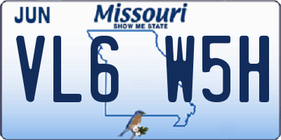 MO license plate VL6W5H