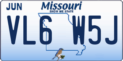 MO license plate VL6W5J