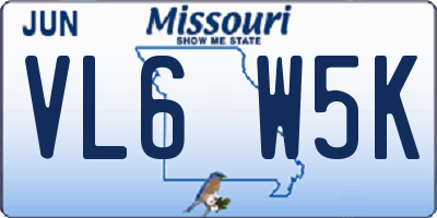 MO license plate VL6W5K