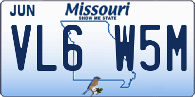 MO license plate VL6W5M