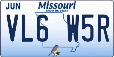 MO license plate VL6W5R