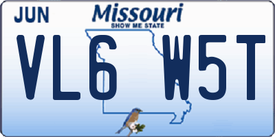 MO license plate VL6W5T