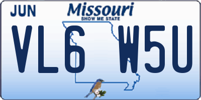 MO license plate VL6W5U