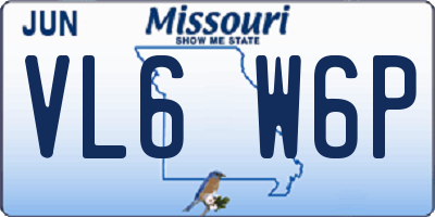 MO license plate VL6W6P