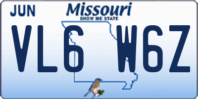 MO license plate VL6W6Z