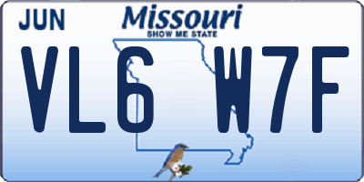 MO license plate VL6W7F