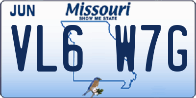 MO license plate VL6W7G