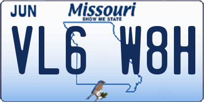 MO license plate VL6W8H