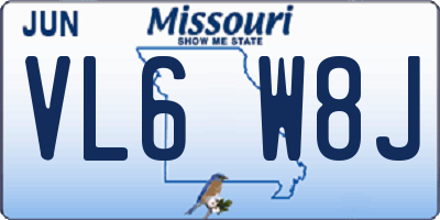 MO license plate VL6W8J