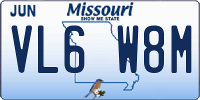 MO license plate VL6W8M