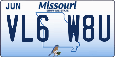 MO license plate VL6W8U