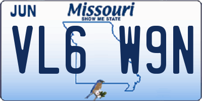 MO license plate VL6W9N