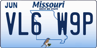 MO license plate VL6W9P