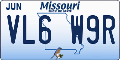 MO license plate VL6W9R