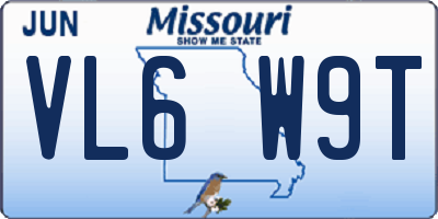 MO license plate VL6W9T