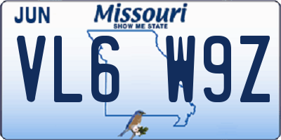 MO license plate VL6W9Z