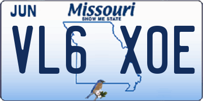MO license plate VL6X0E