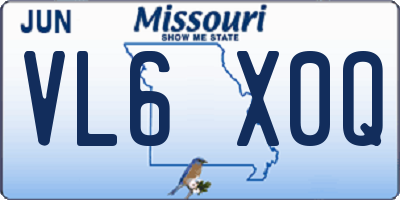 MO license plate VL6X0Q