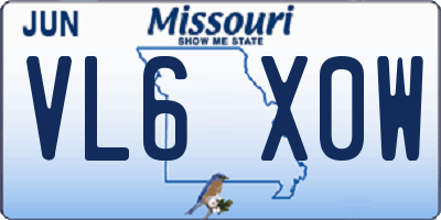 MO license plate VL6X0W