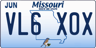 MO license plate VL6X0X