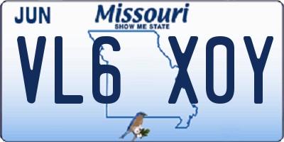 MO license plate VL6X0Y