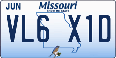 MO license plate VL6X1D